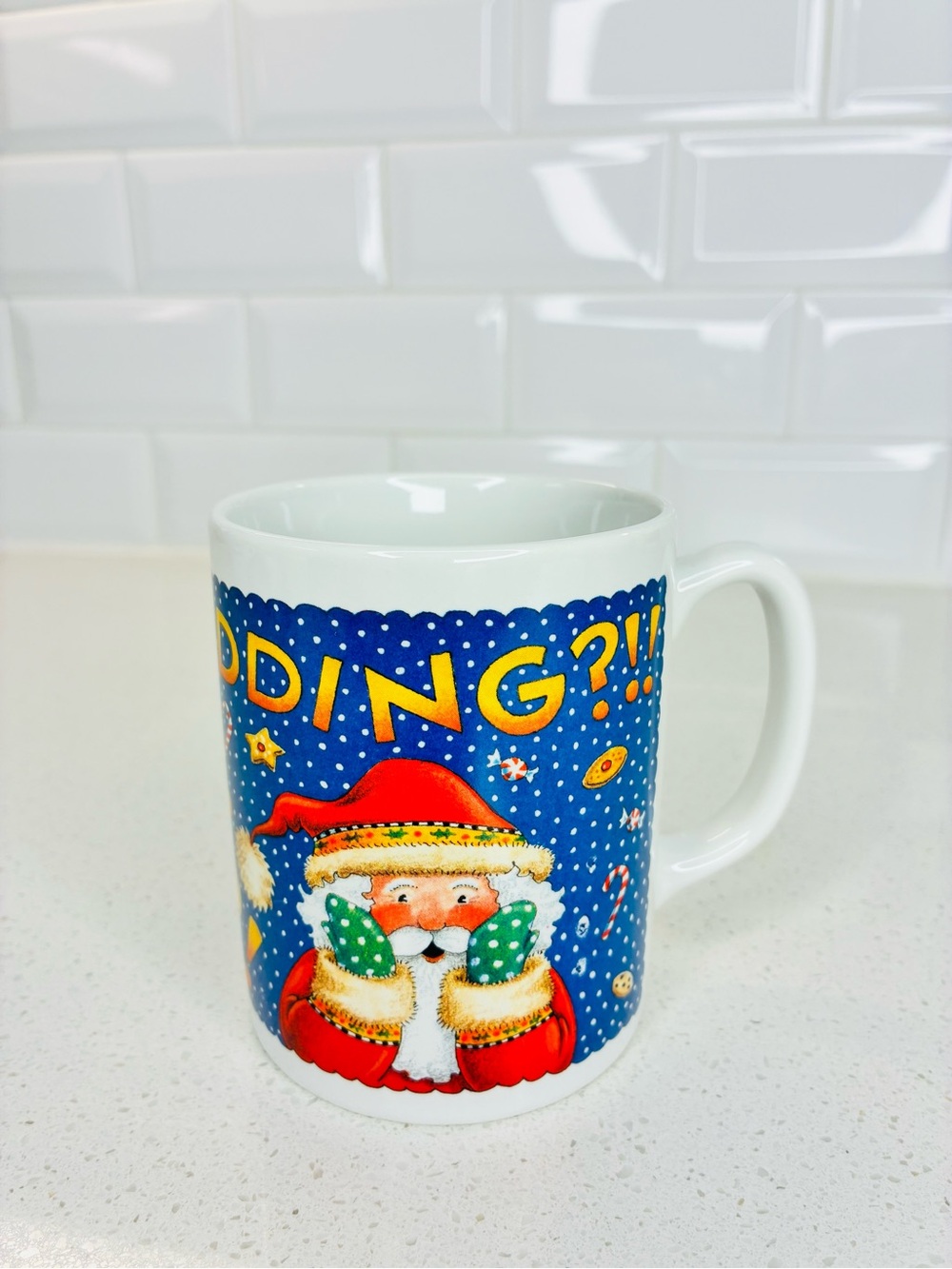 Vintage 1995 MARY ENGELBREIT Santa's Milk & Cookies Mug